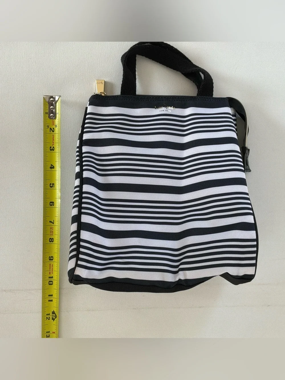 Kate Spade New York Black & White Striped Insulated Lunch Tote Bag